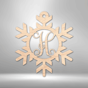 Snowflake Vine Monogram - Wood Ornament