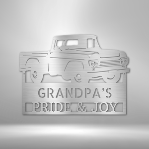 Grandpas Pickup Truck Monogram - Steel Sign